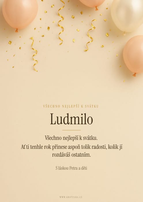 Ukázka přání, šablona Zlaté konfety