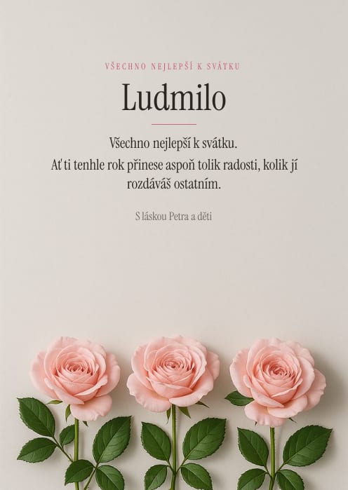 Ukázka přání, šablona Růže