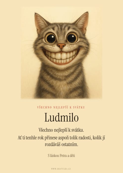 Ukázka přání, šablona Rozesmátá kočka