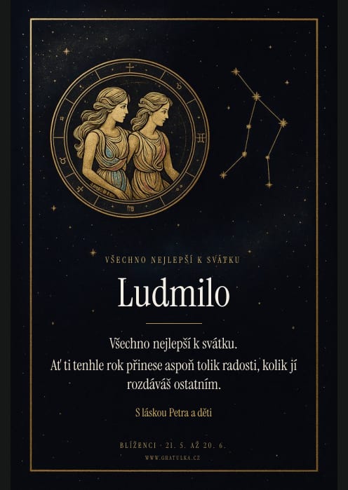 Ukázka přání, šablona Blíženci