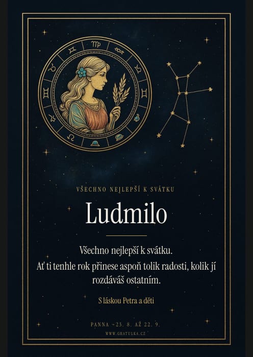 Ukázka přání, šablona Panna