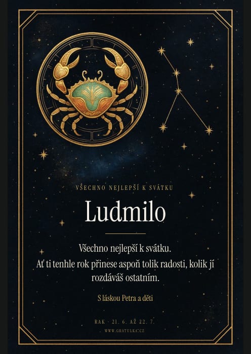 Ukázka přání, šablona Rak