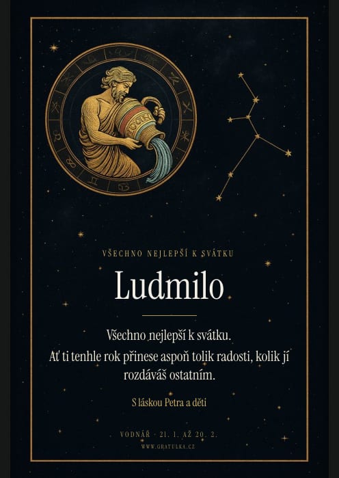 Ukázka přání, šablona Vodnář